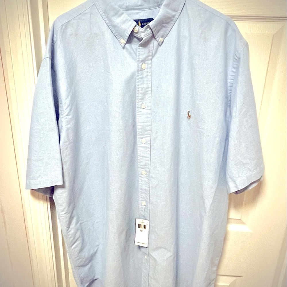 Ralph Lauren Polo Short Sleeve, Classic Blue Button Down, 2XLT